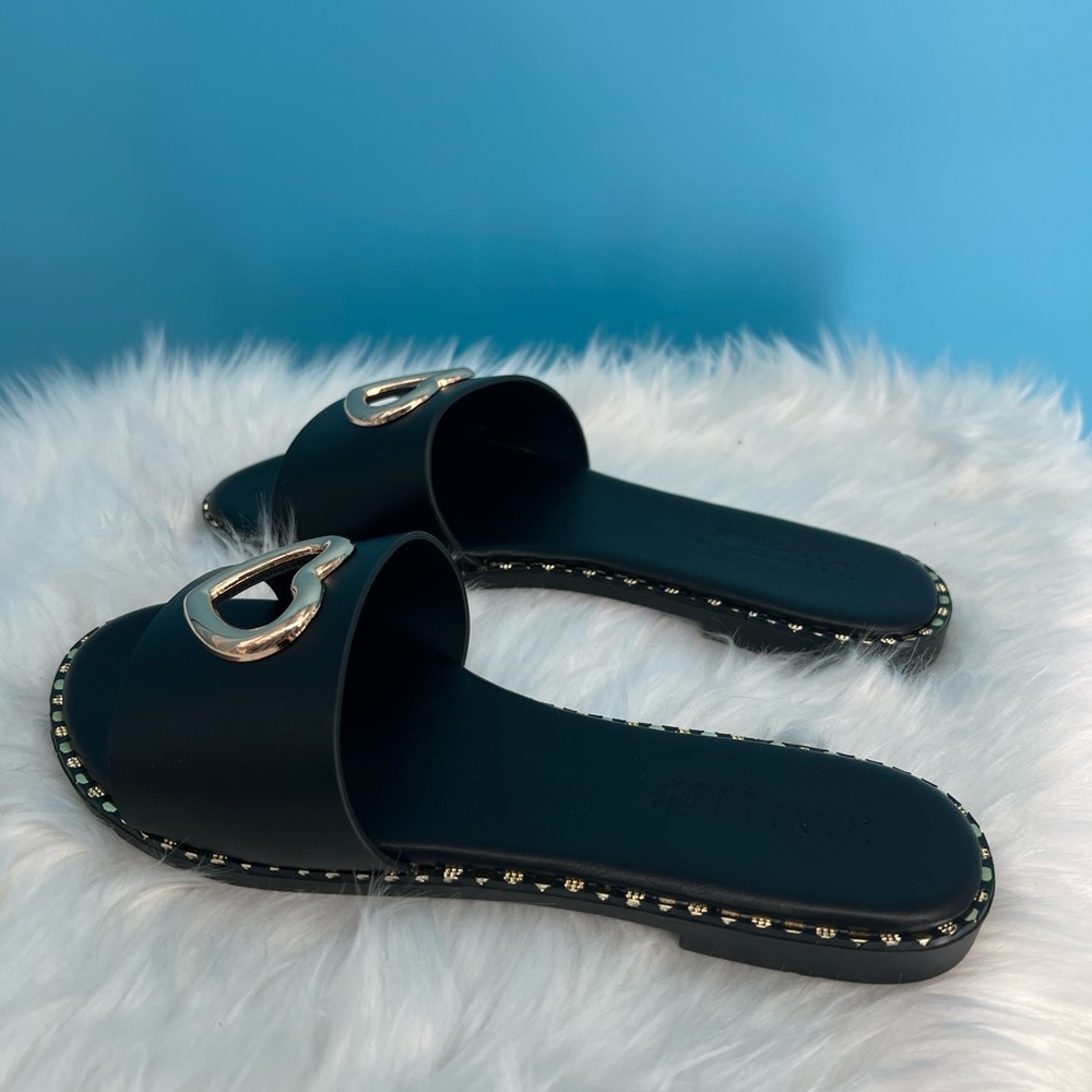 Black and Gold Heart Embellished Sandals - Picture 5 of 8